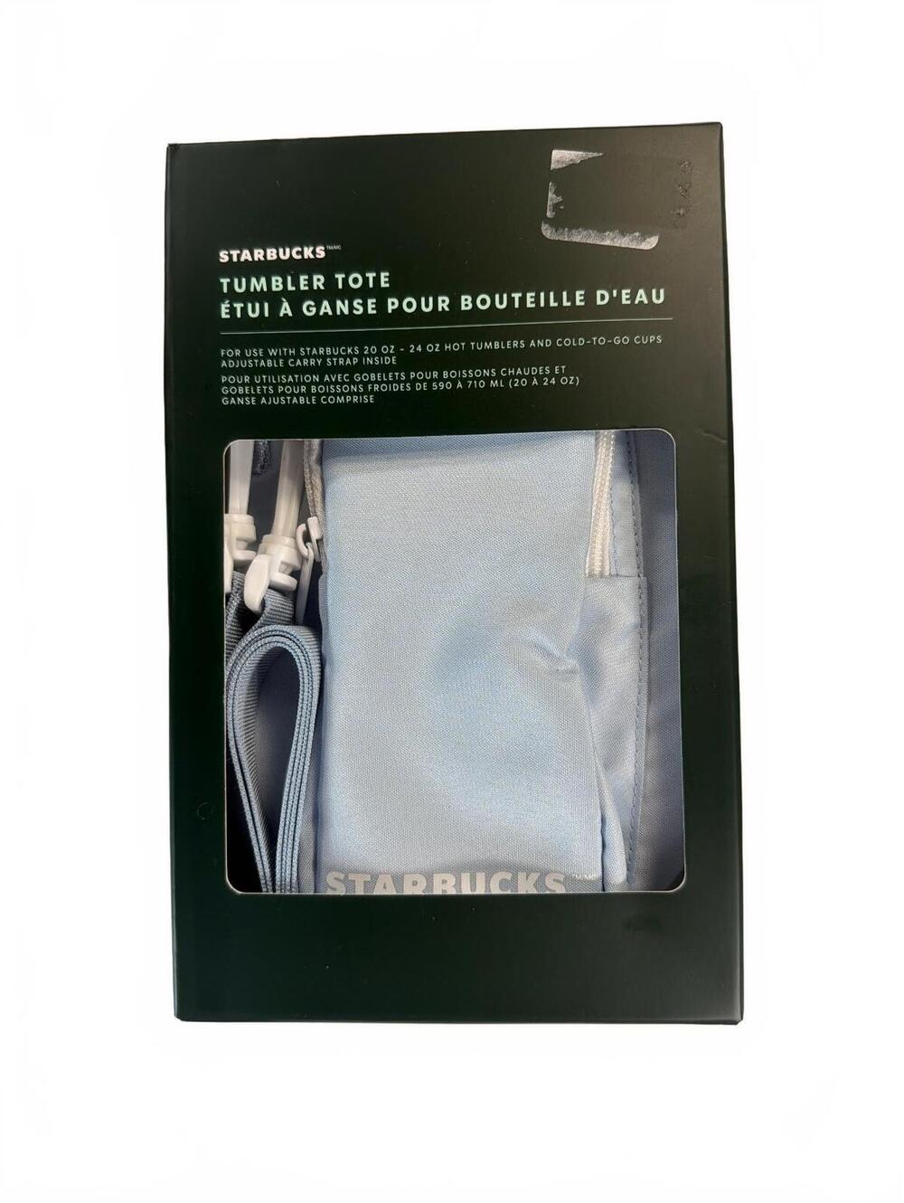 Starbucks Light Blue Tumbler Tote with Adjustable Strap and Zippered Outer Pouch
